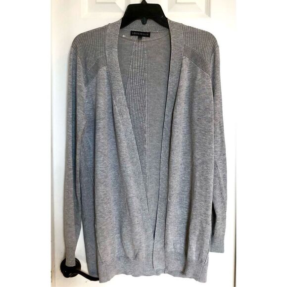 LOVE ELLIE - NWOT - L Sz L Lightweight Open Cardigan in Light Heather Gray - Picture 4 of 11